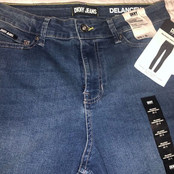 DKNY Women’s Delaney High Rise Ankle Length Skinny Blue Jeans BNWT - Picture 4 of 5